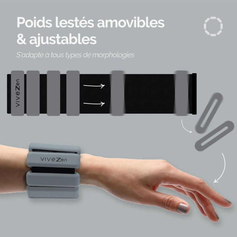 Poids lestés réglables - 1Kg - Gris