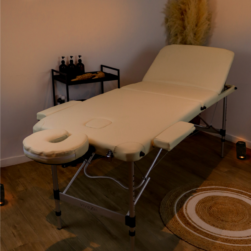 Table de massage aluminium - 3 Zones - Beige
