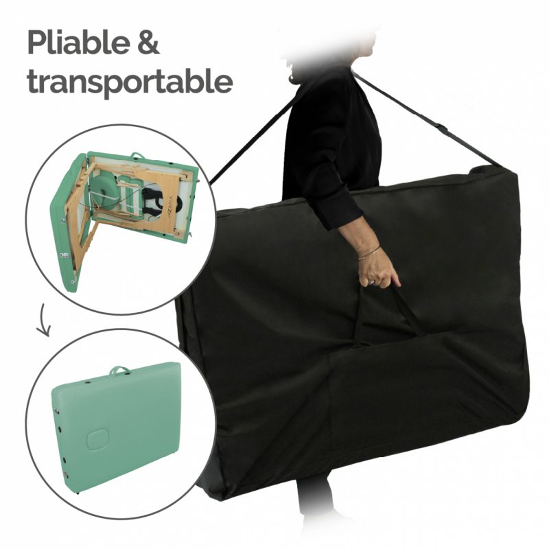 Table de massage bois - 2 Zones - Vert pastel