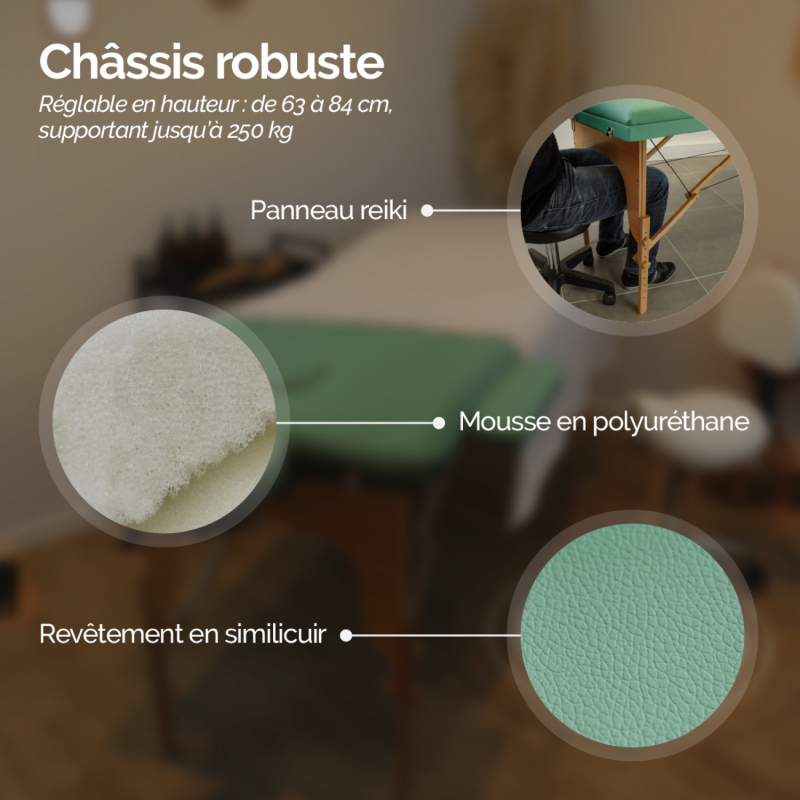 Table de massage bois - 2 Zones - Vert pastel