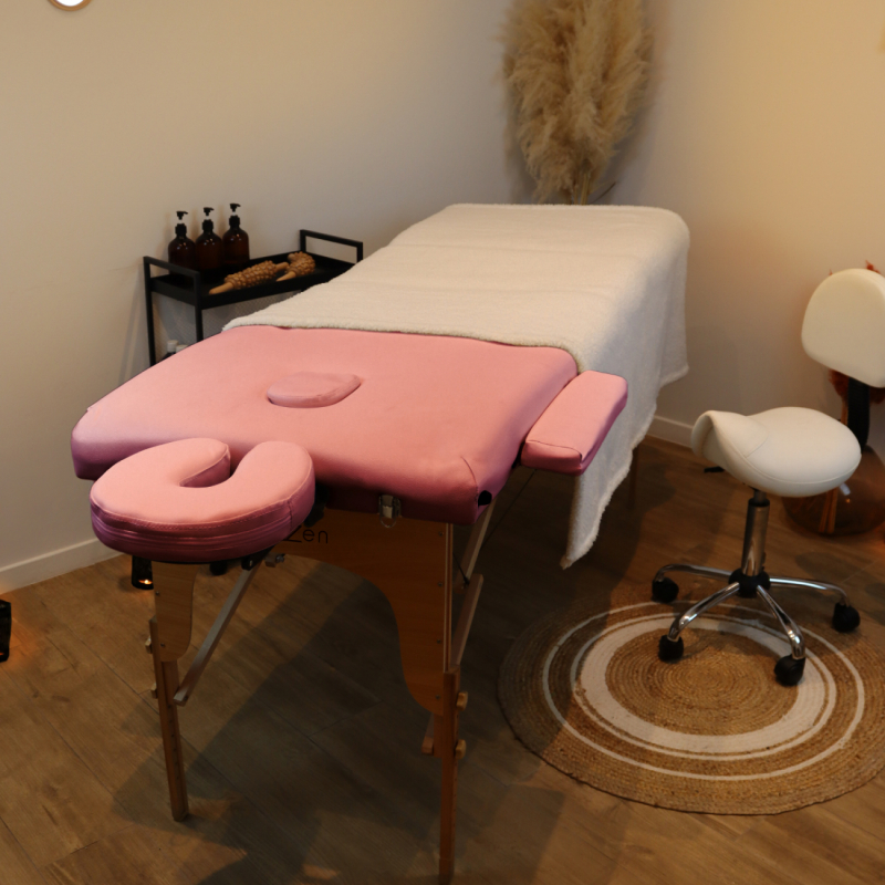 Table de massage bois - 3 Zones - Rose pastel
