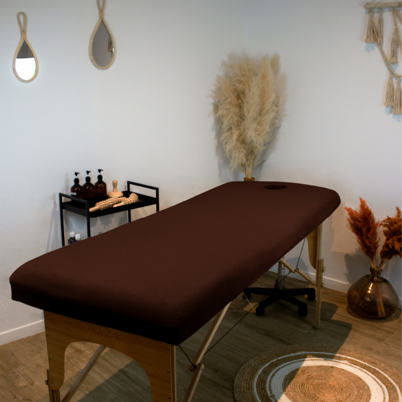 Drap-housse pour table de massage - Éponge - Marron foncé