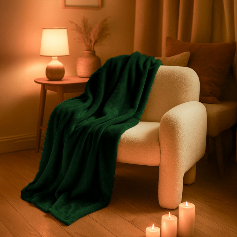 Plaid flanelle - 150 x 200 cm - Vert