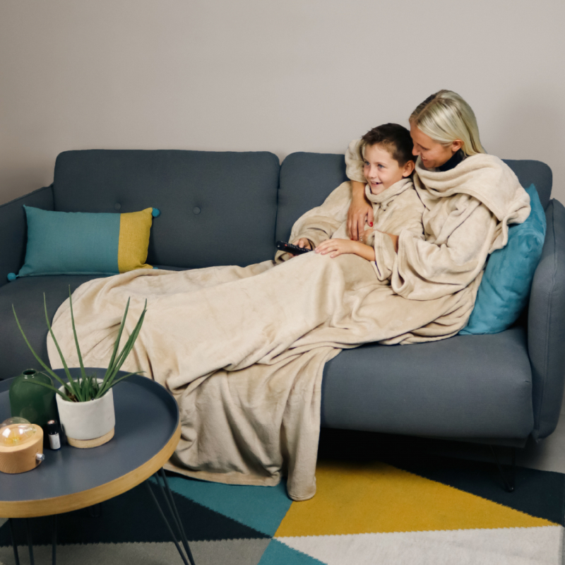Plaid avec manches - Flanelle - Enfant - Prune