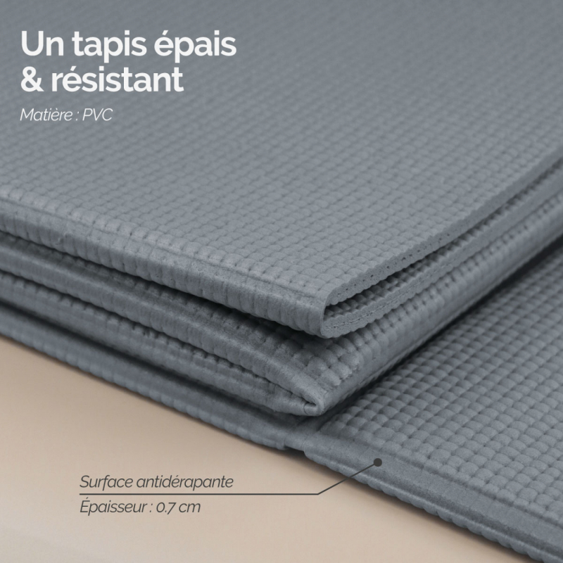 Tapis de yoga pliable - 61 x 183 cm - Gris