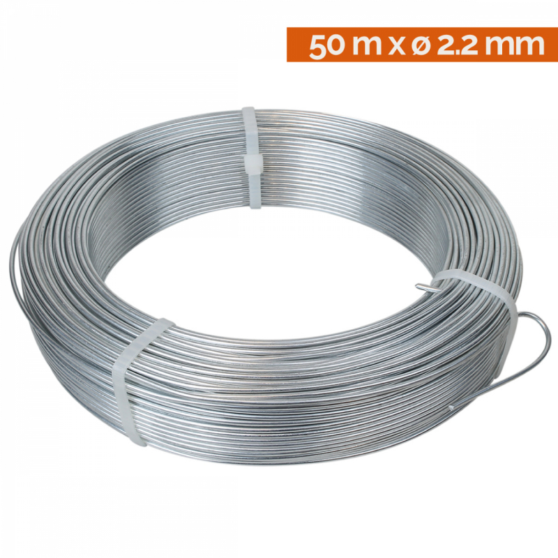 Fil de tension galvanisé - 50 m x 2.2 mm ø - Gris