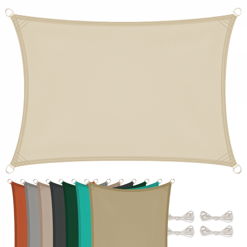 Voile d'ombrage rectangulaire - 2 x 3 m - Beige