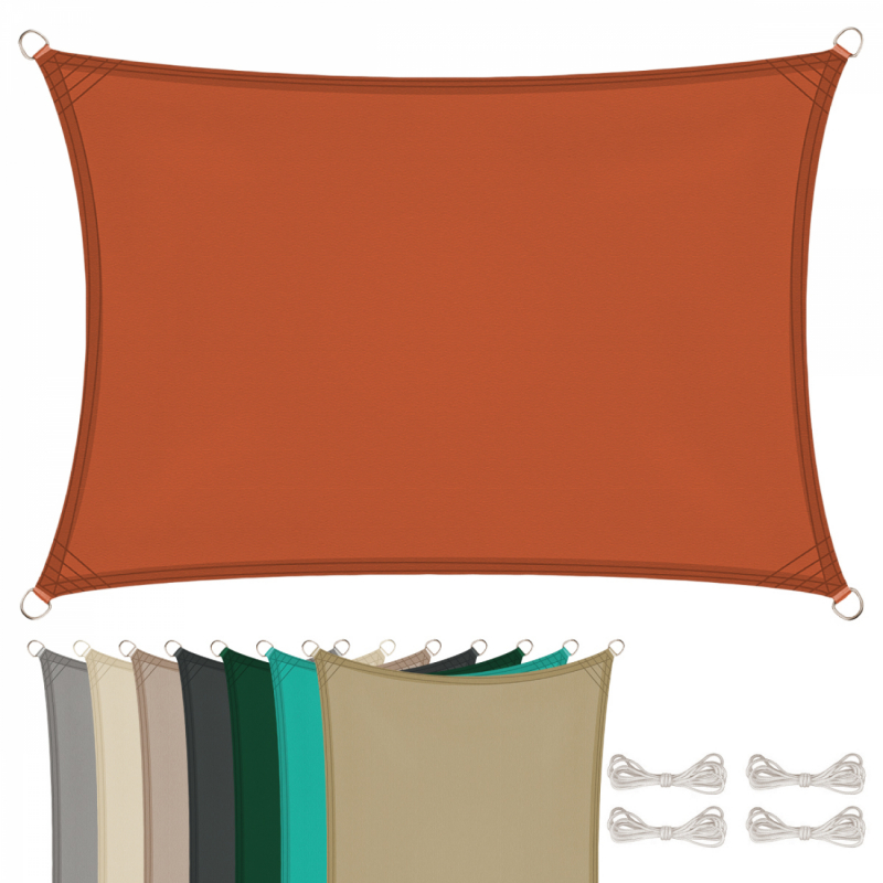 Voile d'ombrage rectangulaire - 3 x 4 m - Terracotta