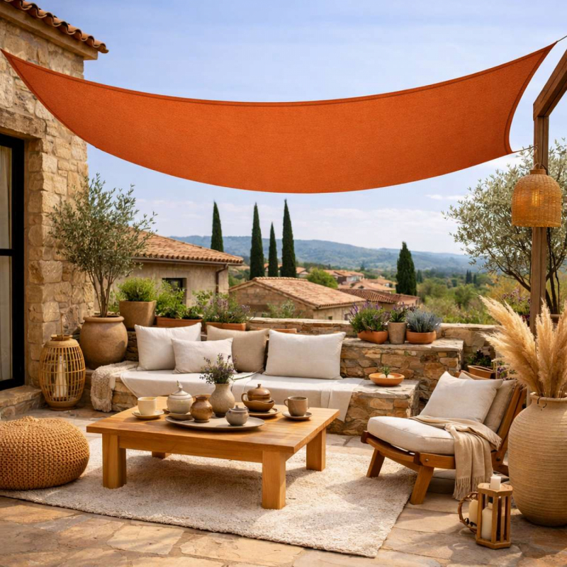 Voile d'ombrage rectangulaire - 3 x 4 m - Terracotta