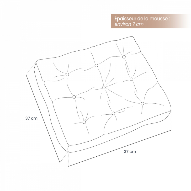 Lot de 4 galettes capitonnées pour chaise - Gris foncé