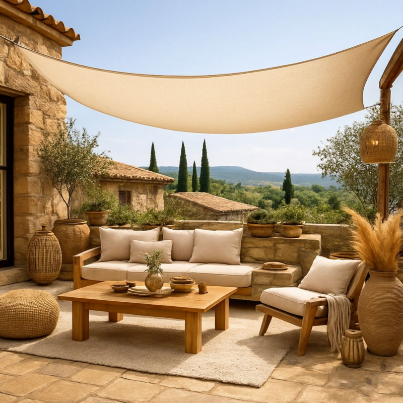 Voile d'ombrage rectangulaire - 3 x 5 m - Beige