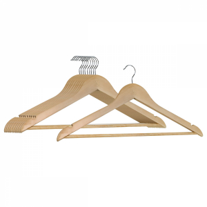 Lot de 10 cintres pour adulte - Bois clair