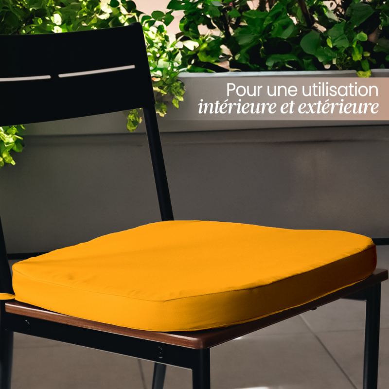 Lot de 4 galettes déhoussables pour chaise - Jaune