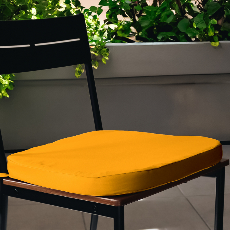 Lot de 4 galettes déhoussables pour chaise - Jaune