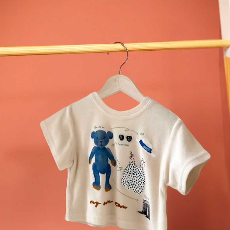 Lot de 10 cintres pour enfant - Bois clair