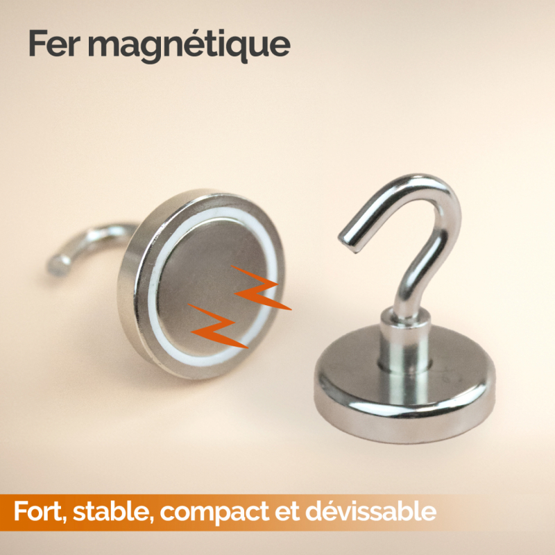Lot de 2 crochets magnétiques - KN36 - Chromé