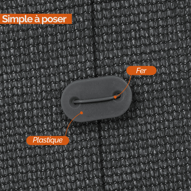 Lot de 5 kits de fixation pour brise vue - Gris