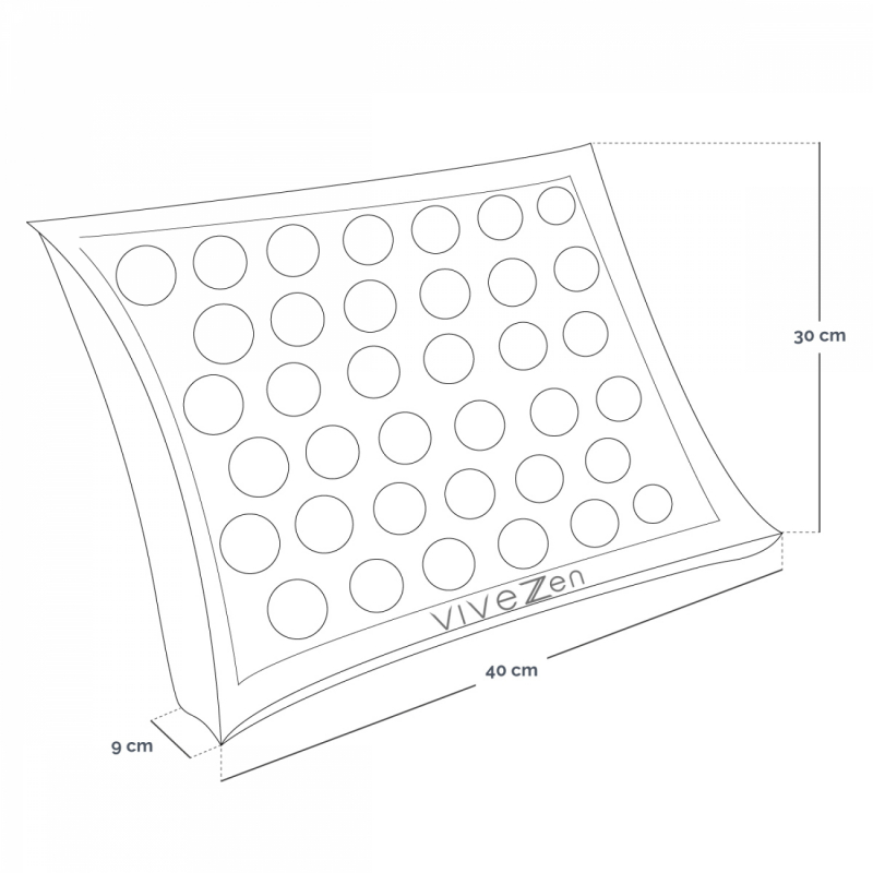 Oreiller d'acupression - 40 x 30 cm - Beige et blanc