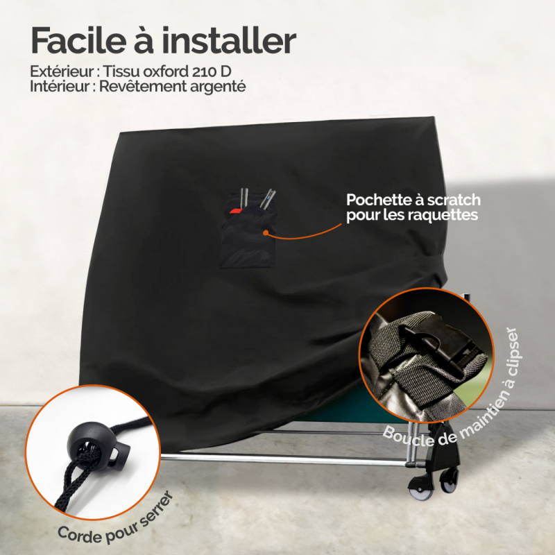 Housse de protection pour table de ping-pong - Noir