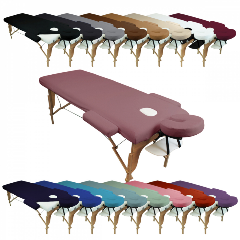 Kit complet de housses pour table de massage - Éponge - Vieux rose