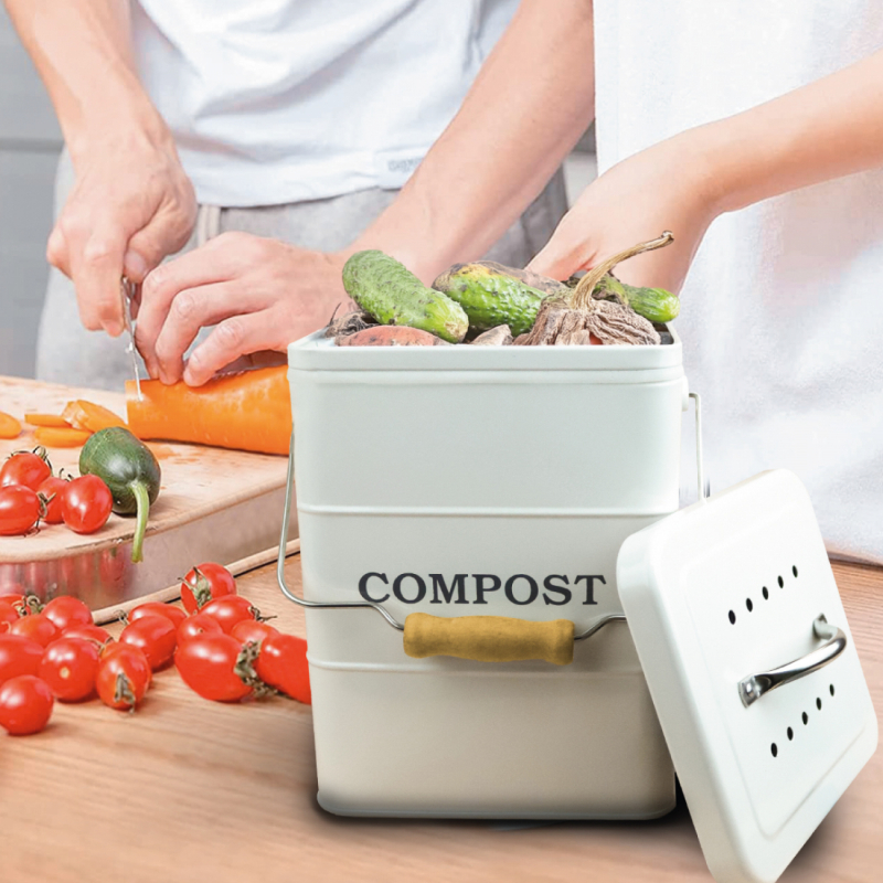 Composteur de cuisine - Rectangle - Beige
