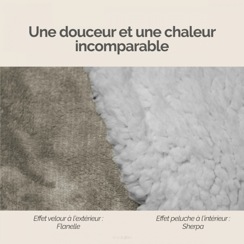 Sweat à capuche plaid - Sherpa et flanelle - Adulte - Beige