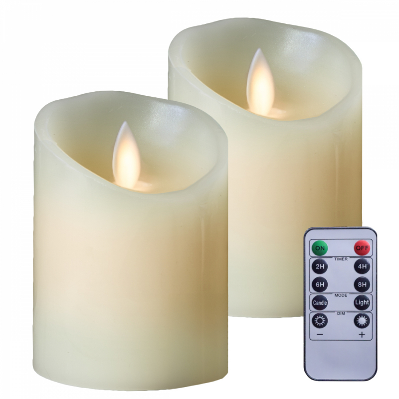 Lot de 2 bougies à LED - Cire - 10 cm