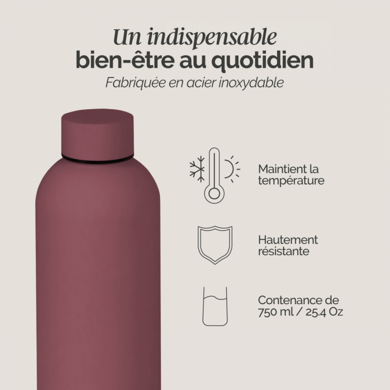 Gourde isotherme - 750 ml - Rose