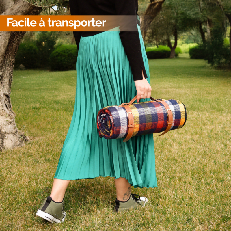 Couverture de pique-nique - 200 x 200 cm - Carreaux multicolores