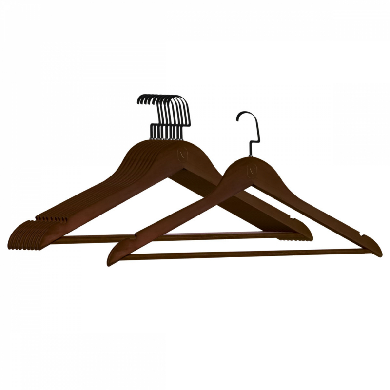 Lot de 40 cintres pour adulte premium + - Bois foncé