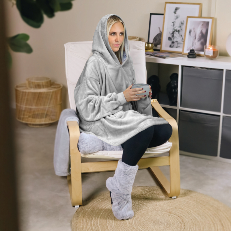 Sweat à capuche plaid - Flanelle - Adulte - Gris