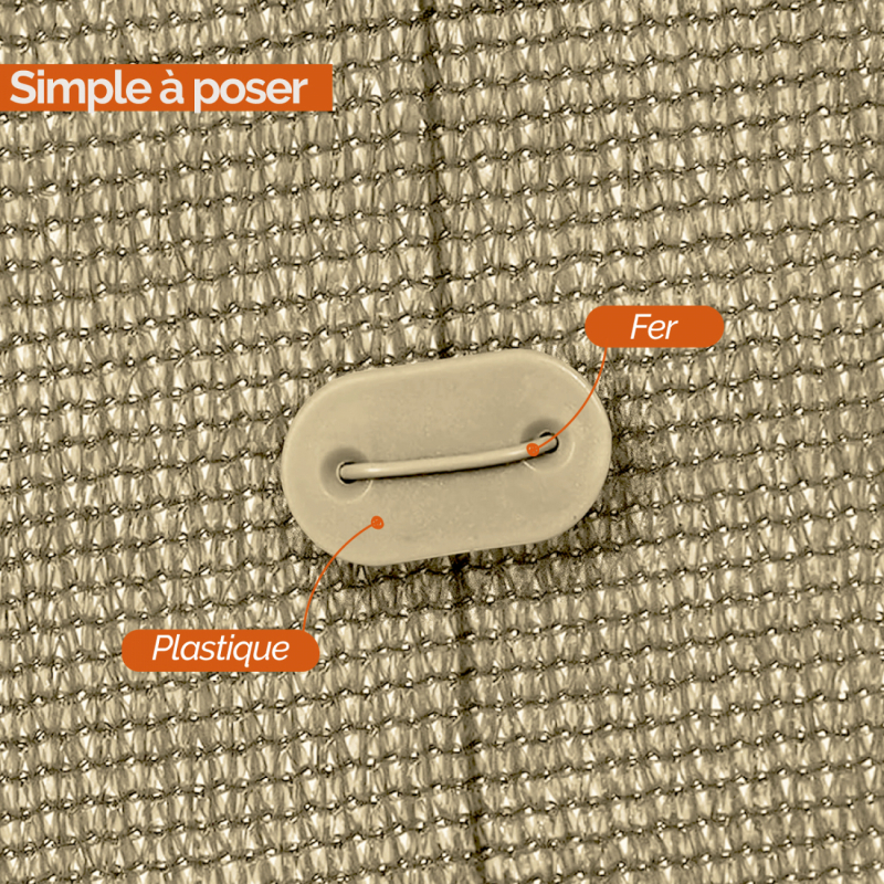 Lot de 10 kits de fixation pour brise vue - Beige