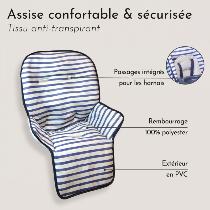 Housse d'assise pour chaise haute Ptit - Marin