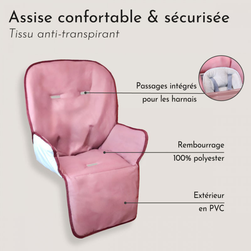 Housse d'assise pour chaise haute Ptit - Rosa