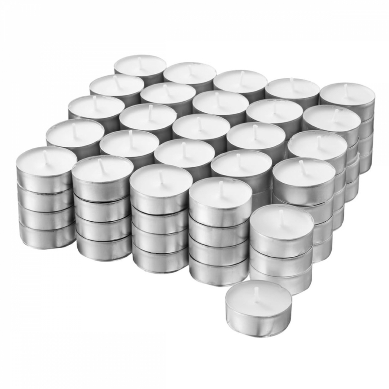 Lot de 100 bougies chauffe-plat - 4 h - Blanc