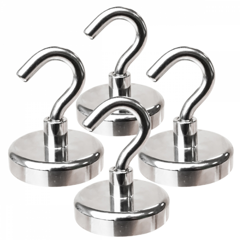 Lot de 4 crochets magnétiques - KN48 - Chromé