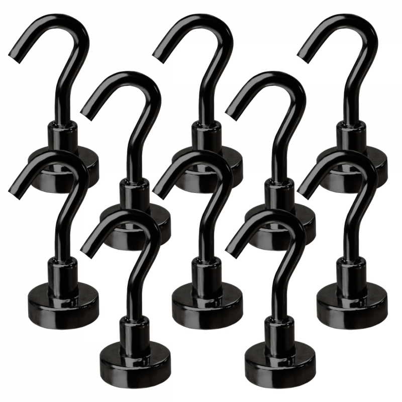 Lot de 10 crochets magnétiques - KN16 - Noir