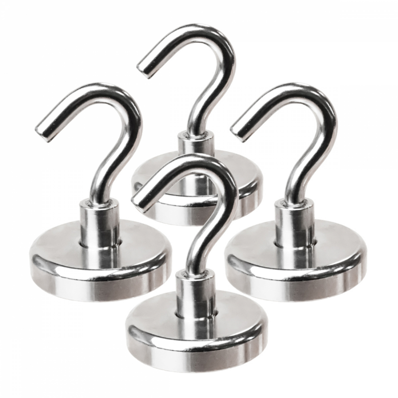 Lot de 4 crochets magnétiques - KN36 - Chromé