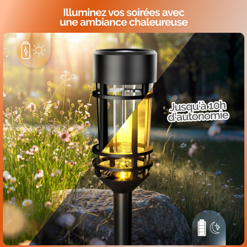 Lot de 4 lampes solaires extérieures - Noir
