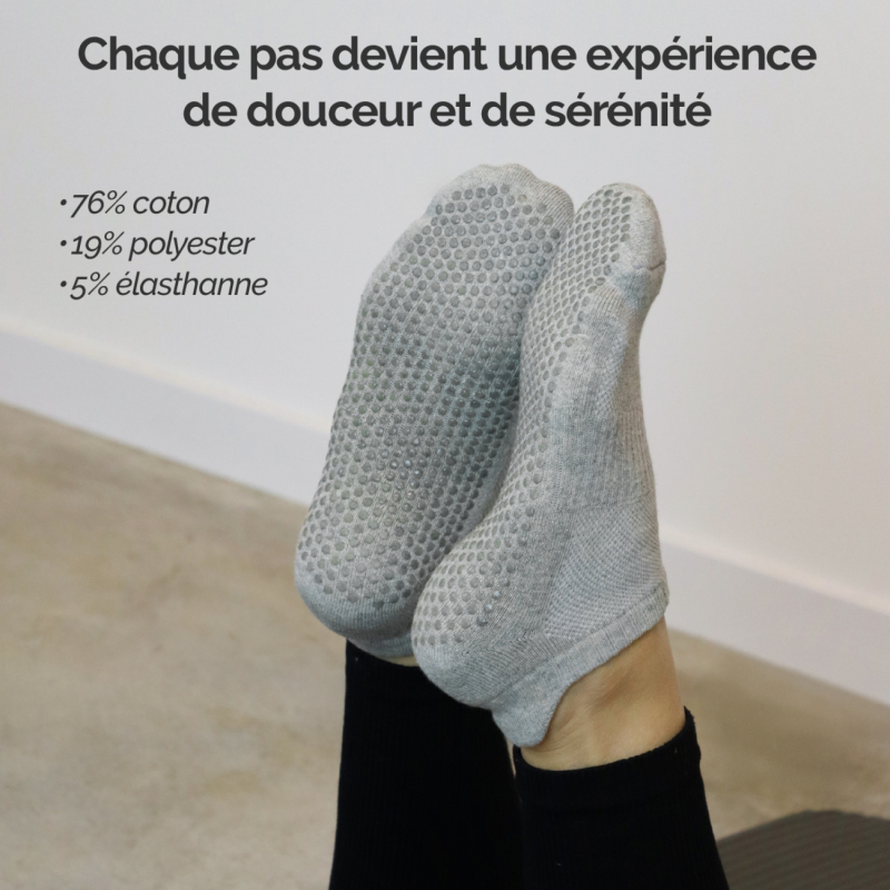 Lot de 4 paires de chaussettes antidérapantes - L - Gris