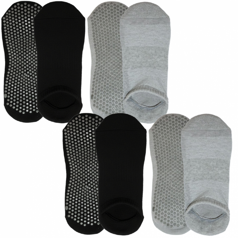 Lot de 4 paires de chaussettes antidérapantes - L - Gris et noir