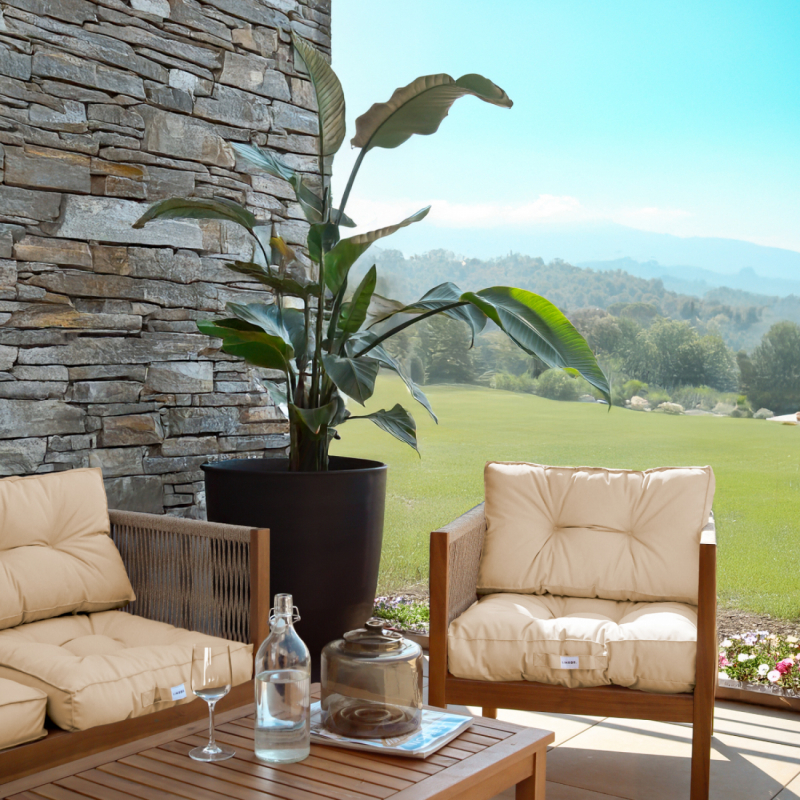 Coussins pour salon de jardin capitonnés - 50 x 50 cm - Beige