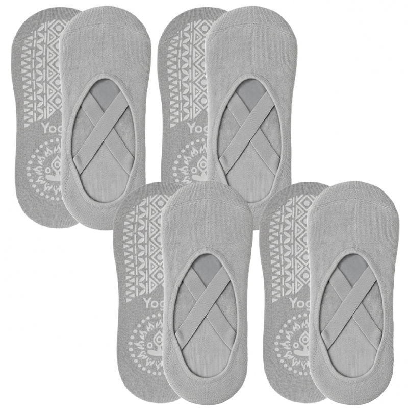 Lot de 4 paires de chaussettes de yoga élastiques - Gris