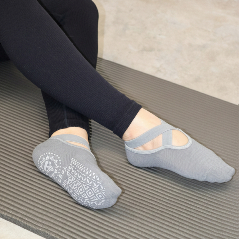 Lot de 4 paires de chaussettes de yoga élastiques - Gris
