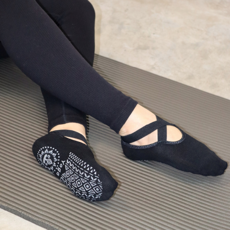 Lot de 4 paires de chaussettes de yoga élastiques - Gris et Noir