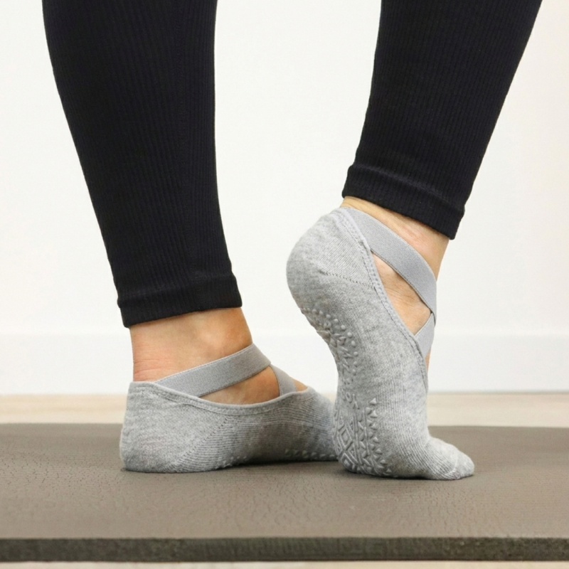 Lot de 2 paires de chaussettes de yoga élastiques - Gris