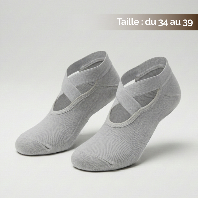 Lot de 8 paires de chaussettes de yoga élastiques - Gris et Noir