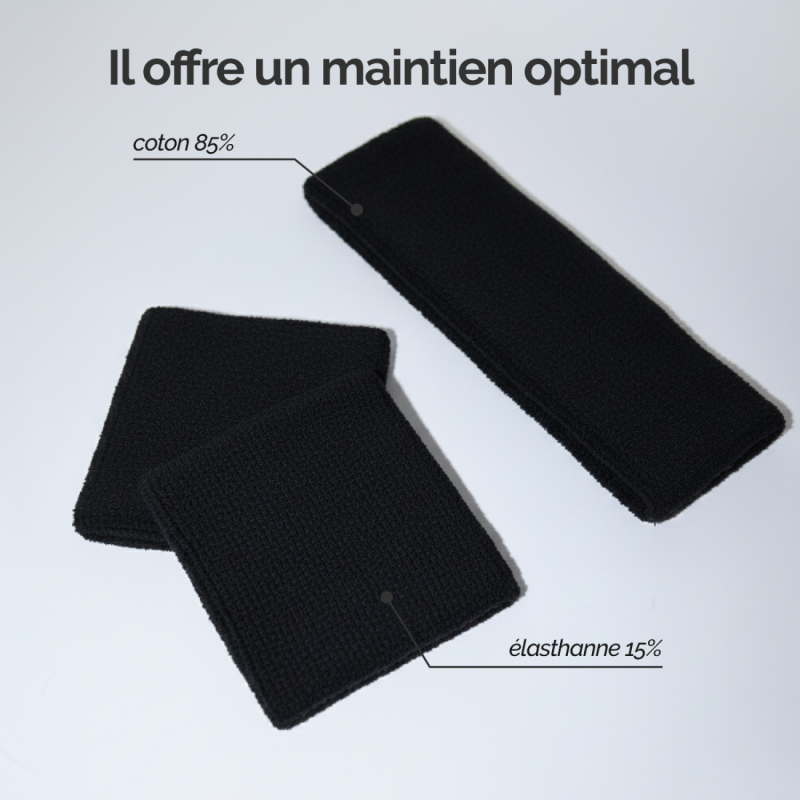 Lot de 2 poignets de sport - Noir