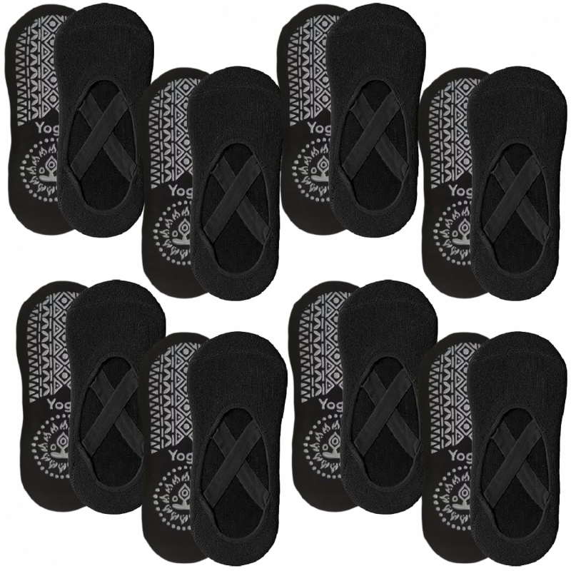Lot de 8 paires de chaussettes de yoga élastiques - Noir