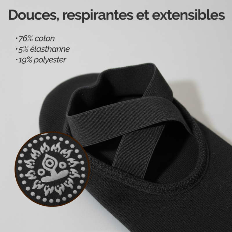 Lot de 8 paires de chaussettes de yoga élastiques - Noir